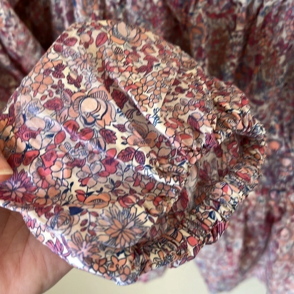 J. Crew floral pink puff sleeve peplum top